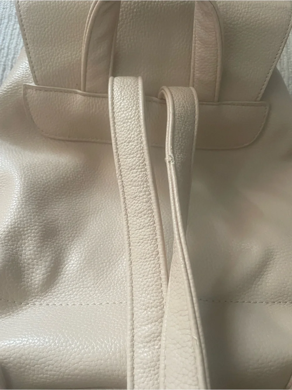 Beige Leather Tassel Drawstring Backpack - Women b28